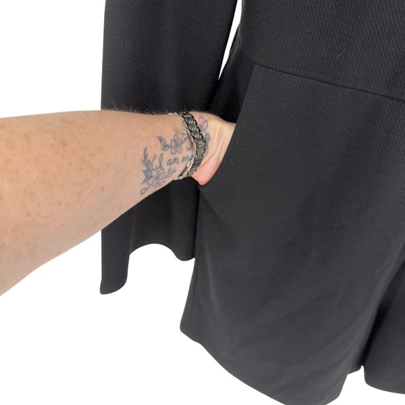 Eloquii Black Jacquard Bell Sleeve‎ Romper Textured Stretch Size 16 - Picture 4 of 11
